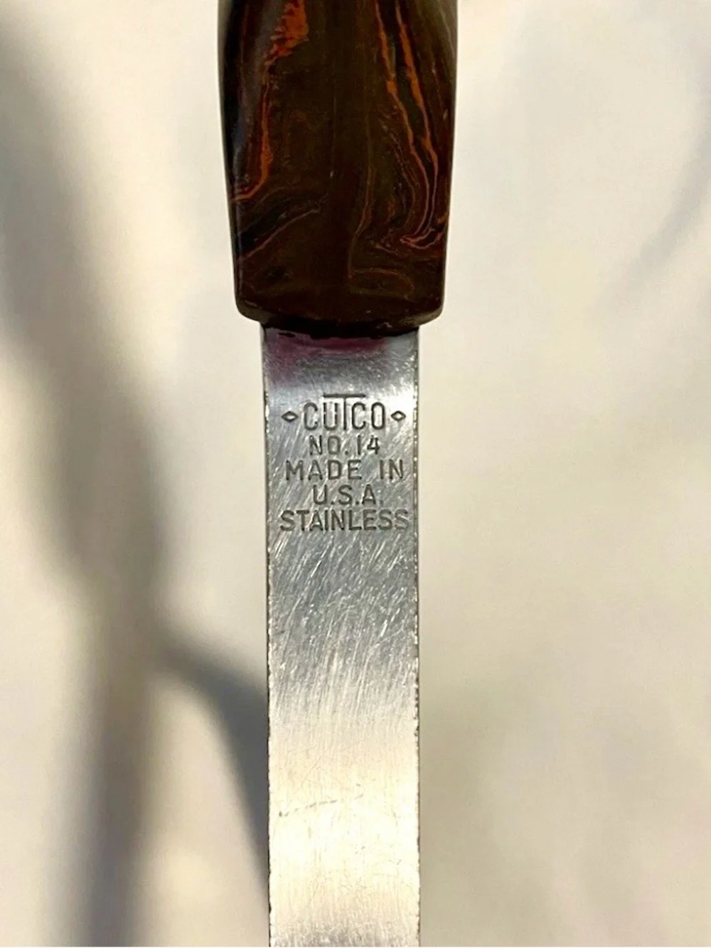 *VINTAGE* Cutco #14 Manual Potato Masher  - Brown Wood-like Handle - Made in USA